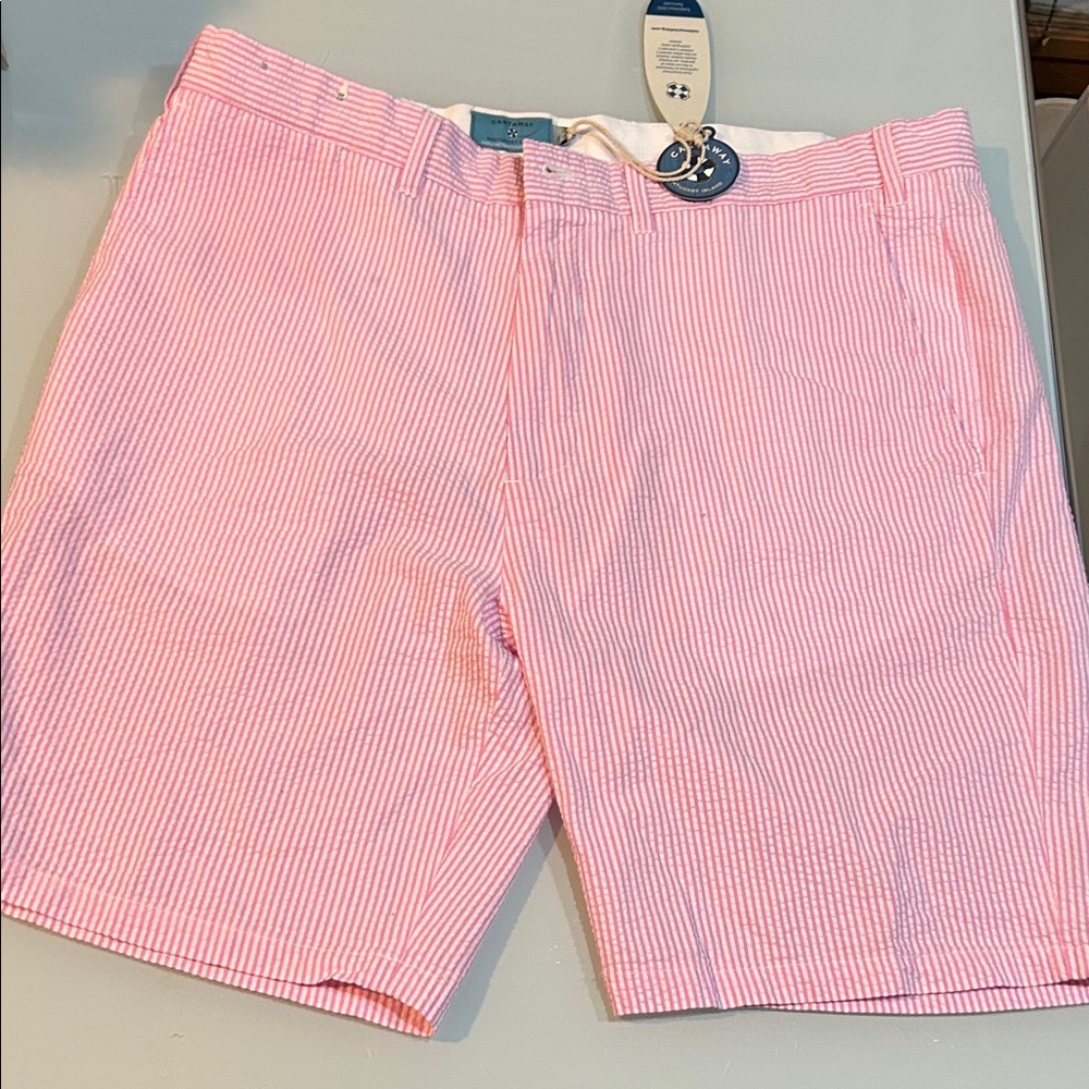 NWT Men's Pink Seersucker Shorts Classic Summer Style Castaway Nantucket Island